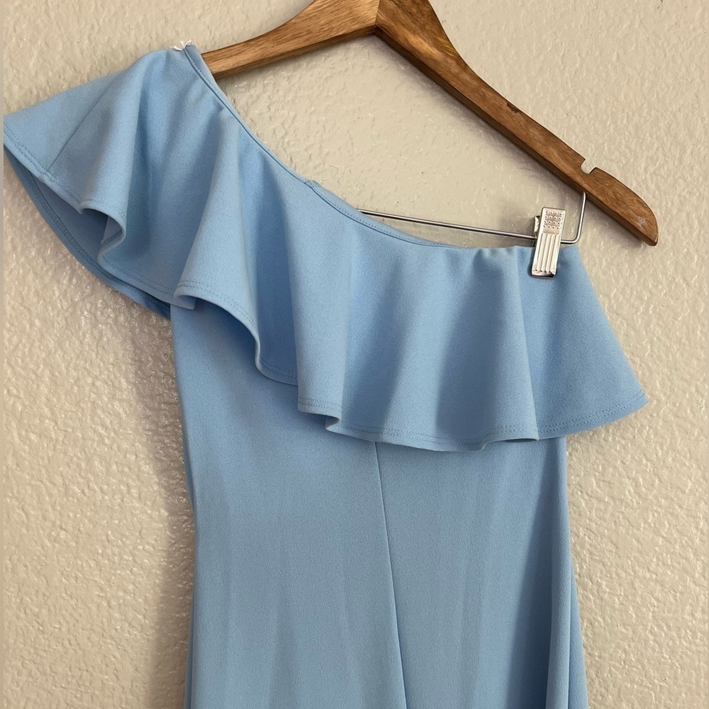 Last Forever Powder Blue One-Shoulder Ruffle Maxi Dress - Picture 6 of 8